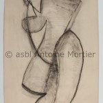 Figure debout, Antoine Mortier, 1952 ,fusain sur papier Steinbach Malmédy, 235 x 150
