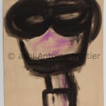Sans titre, Tête, Antoine Mortier, 1955, lavis au fusain et pastel sur papier beige, 150x113,5