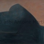Volume bleu sur fond rose, Antoine Mortier, 1973, huile sur toile, 146x195